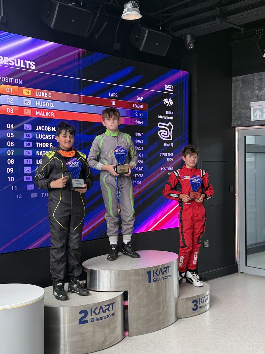 Luke on the top step of the podium at Kart Silverstone